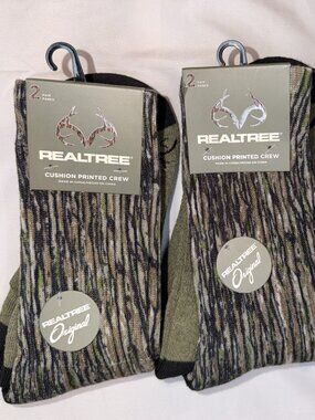 Realtree Advantage Classic Cushion Printed Crew Socks Hunt 2-Pack Shoe Size 6-12